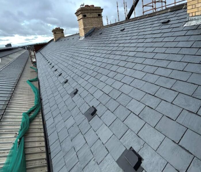 Professional lead flashing work completed by Johnson's Roofing in Withington, Manchester area - High quality concrete tiles installation